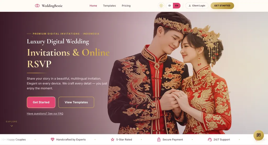 WeddingBestie invitation with RSVP